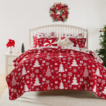 Reversible Christmas Quilt Set – Peppermint Party Coverlet in Full/Queen or King