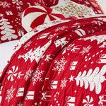 Christmas Coverlet Set with Pillow Shams – Peppermint Party Jacquard Quilt