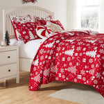 Machine Washable Holiday Quilt Set – Peppermint Party in Red, Full/Queen or King