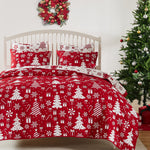 Seasonal Bedding Set – Reversible Peppermint Party Twin Quilt with Sham