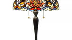 Floral Tiffany Lamp – 24” Vintage Style Table Lamp with Bronze Base