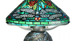 Art Nouveau Table Lamp – Dragonfly Stained Glass with Antique Bronze Base