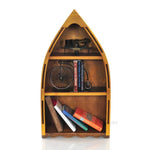 Handcrafted Wooden Canoe Shelf – 34.3H – Small Nautical Storage Unit