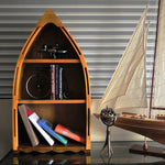 Canoe Inspired Wooden Shelf – 34.3H – Small Rustic Bookcase Design