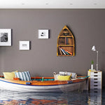 Wooden Display Shelf – 34.3H Canoe Shape – Nautical Room Accent