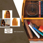 Nautical Wooden Canoe Shelf – 34.3H – Small Handcrafted Bookcase