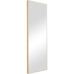 Rectangular mirror with a gold frame on a white background