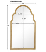 Measurement chart of a decorative mirror with dimensions labeled.