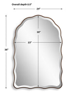 Measurement chart of a rectangular mirror with dimensions labeled.