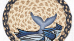 Rustic Coastal Whale Tail Printed Round Braided Jute Hot Pad