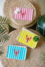 Set of Three Hand Painted Trinket Trays with Lobsters – Metal Glossy Finish – Coastal Style