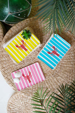 Hand Painted Metal Trinket Trays with Lobsters – Set of Three – Coastal Decorative Accent