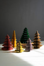 Kalalou set of six jewel tone paper accordion Christmas trees – assorted colors