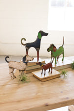 Set of Four Recycled Metal Dogs – Handcrafted Decorative Sculptures