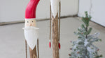Large and Small Rustic Santa Figurines – Wood and Painted Metal