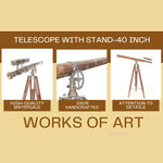 40 Inch Telescope With Adjustable Tripod – Ebony And Brass Materials
