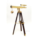 Brass Double Barrel Telescope – Mini Tripod – 9-Inch Nautical Accent