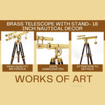 Functional Brass Telescope – Mini Tripod – 9-Inch Nautical Accent