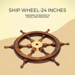 Vintage Ship Wheel – 2in Height – 24in Rosewood Nautical Display