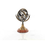 Armillary Sphere on Wood Base – 11.5 Inch Brass Decorative Globe