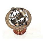 Brass Armillary Sphere on Wooden Base – 11.5 Inch Celestial Model