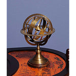 Nautical Brass Armillary Sphere – 11.5 Inch Wooden Base Accent