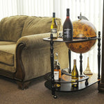 Globe Drink Cabinet – Red Mahogany Rolling Wine Trolley for Home