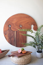 Hanging Kitchen Cutting Board Set, Stained Acacia Wood, Wall Display