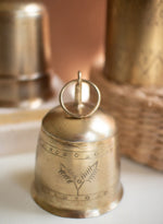 Set of 3 Brass Finish Etched Metal Bells Decorative Holiday Display Accents for Home by Kalalou