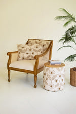 Rectangular ivory pillow with stitched embroidery