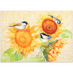 Indoor Sunflower Doormat with Chickadees for Entryways