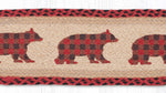 Handwoven Natural Jute Oval Stair Protector with Buffalo Check Bear