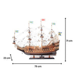Tall Ship Model with Sails – Handcrafted Swedish Warship