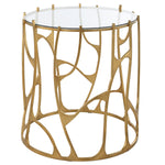 Designer Hourglass Shaped Small Drink Table by Uttermost Antique Brass