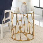 Uttermost Hourglass Accent Side Table Modern Antique Brass Finish