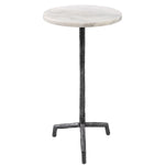 rustic aged black iron base small drink table
