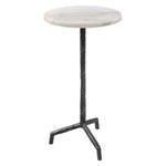 puritan marble drink table with rustic iron base