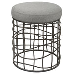 Uttermost Carnival Iron Round Accent Stool in gray and silver finish