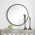 Modern Round Wall Mirror – Sleek Matte Black Frame