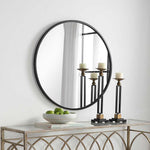 Bathroom Vanity Round Mirror – Matte Black Minimalist Frame