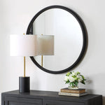 Decorative Round Mirror Matte Black Layered Frame