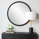 Entryway Round Wall Mirror Contemporary Black Frame