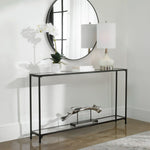 Black Metal Console Table with Mirrored Surface