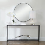 Minimalist Metal Console Table with Mirror Top