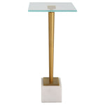 Luxury Accent Table White Marble Base Glass Top