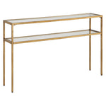 Narrow Entryway Table Gold Frame Glass Top