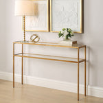 Entryway Console Table Gold Metal Frame Tempered Glass
