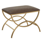 Vanity Accent Stool – Cocoa Distressed Faux Leather Cushion