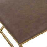 Living Room Accent Stool – Upholstered Faux Leather Seat