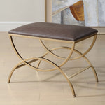 Decorative Metal Frame Accent Stool – Antique Brass Finish